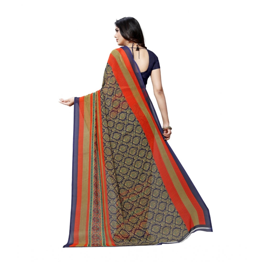 Generic Women's Georgette Saree(Blue,5-6 Mtrs) - Noble Nook