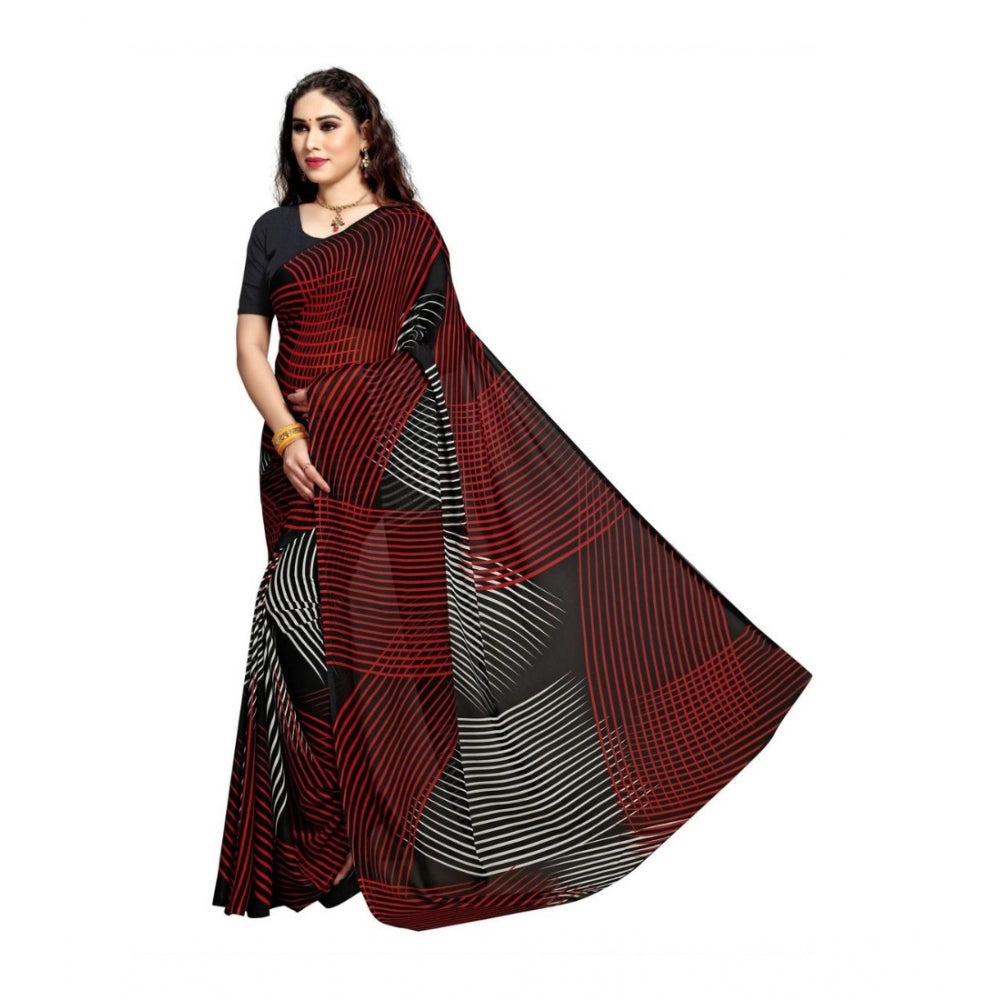 Generic Women's Georgette Saree(Black,5-6 Mtrs) - Noble Nook