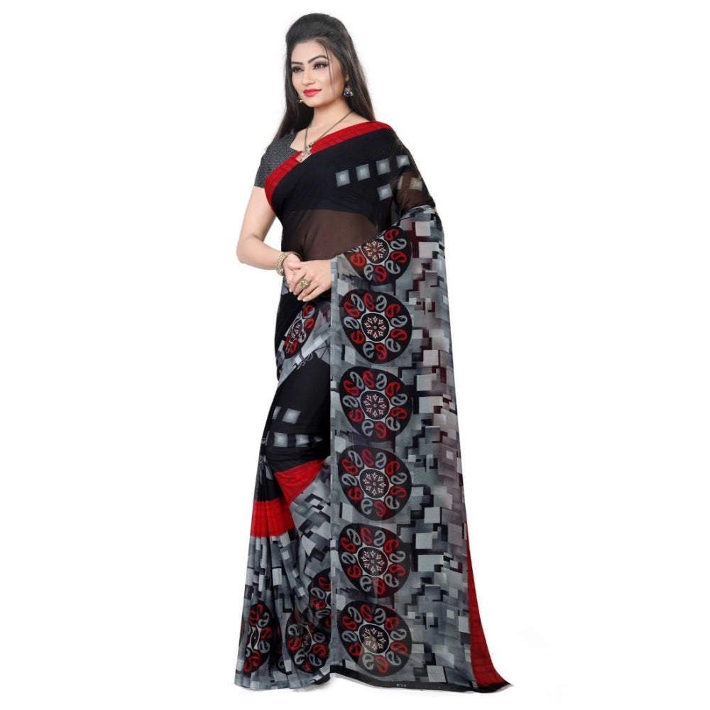 Generic Women's Georgette Saree(Black,5-6 Mtrs) - Noble Nook