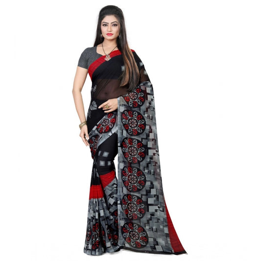 Generic Women's Georgette Saree(Black,5-6 Mtrs) - Noble Nook