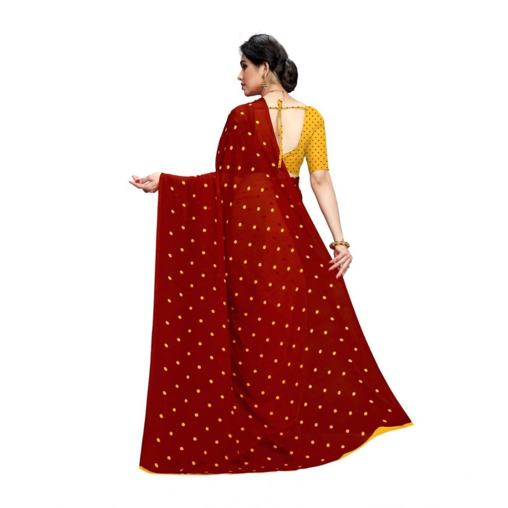 Generic Women's Georgette Saree(Red,5-6 Mtrs) - Noble Nook