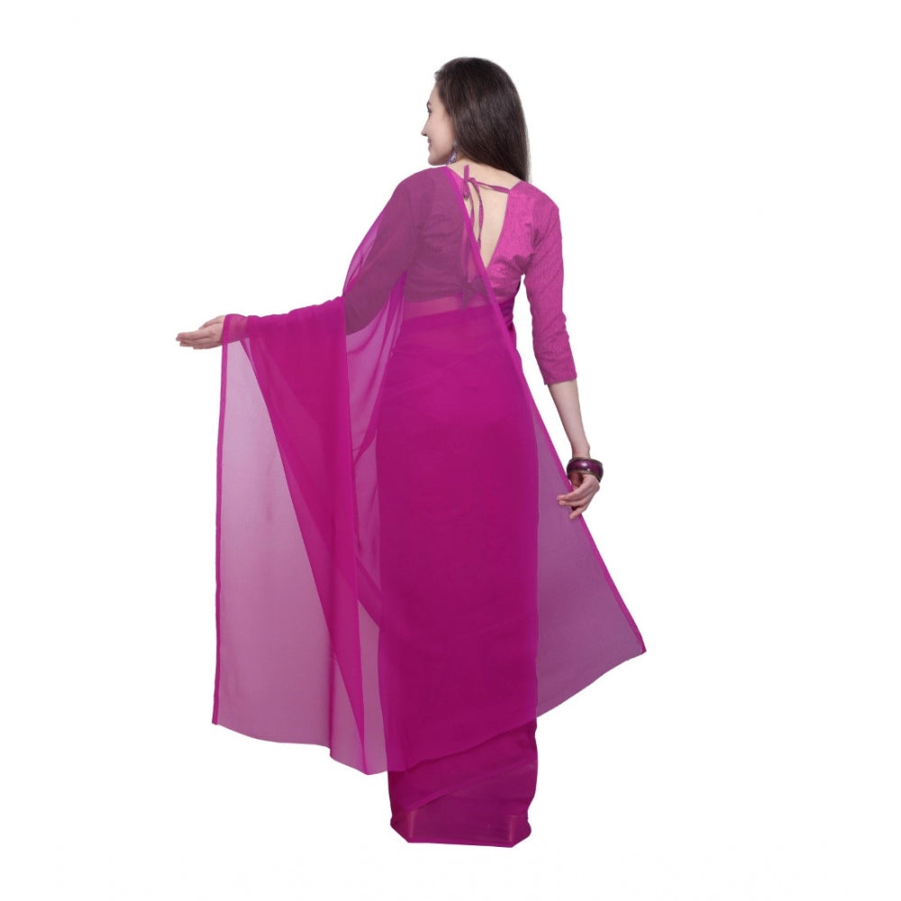 Generic Women's Dyed Saree(Pink,5-6 Mtrs) - Noble Nook