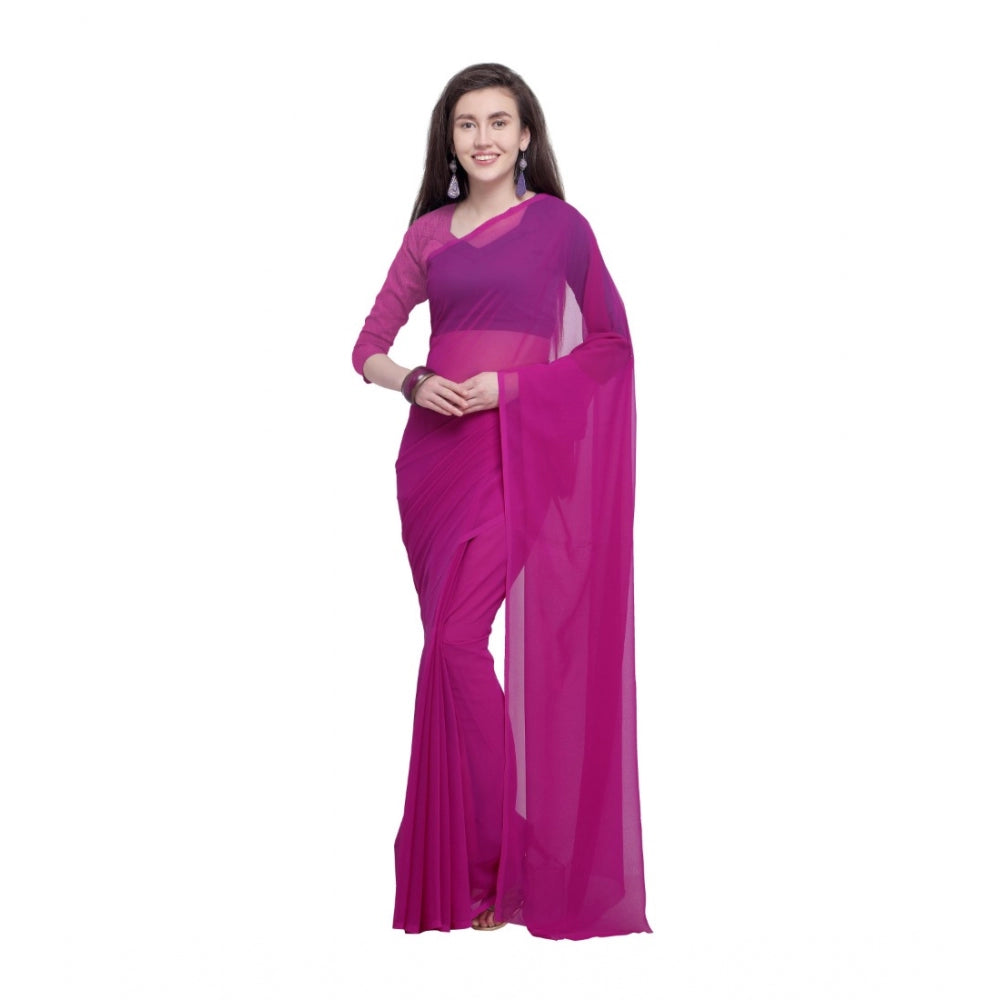 Generic Women's Dyed Saree(Pink,5-6 Mtrs) - Noble Nook