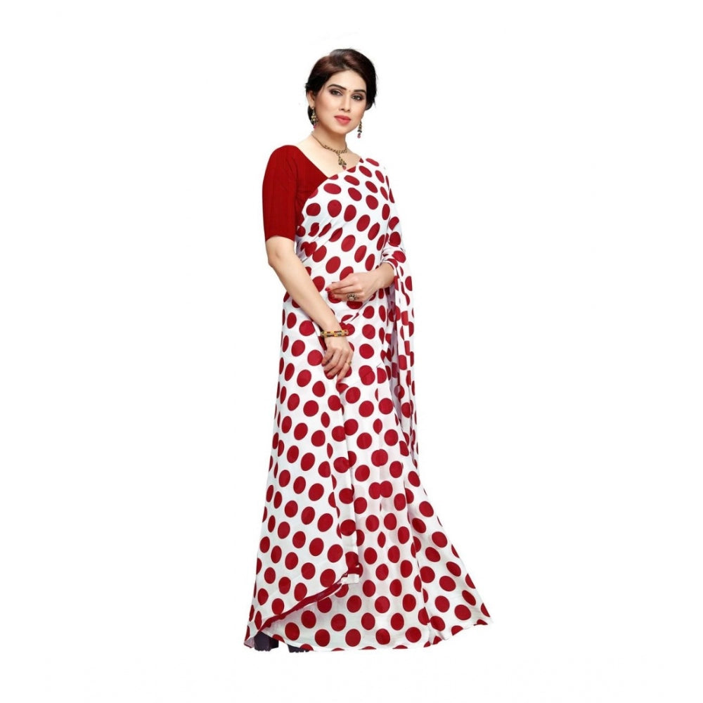 Generic Women's Georgette Saree(W.Red,5-6 Mtrs) - Noble Nook