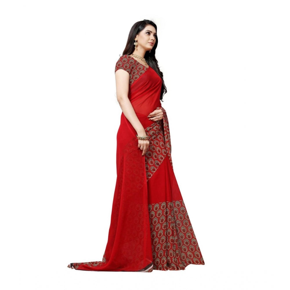 Generic Women's Georgette Saree(Red,5-6 Mtrs) - Noble Nook