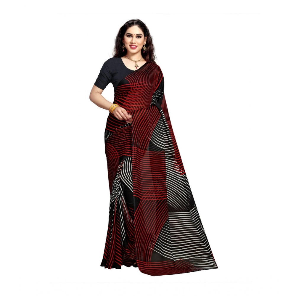 Generic Women's Georgette Saree(Black,5-6 Mtrs) - Noble Nook