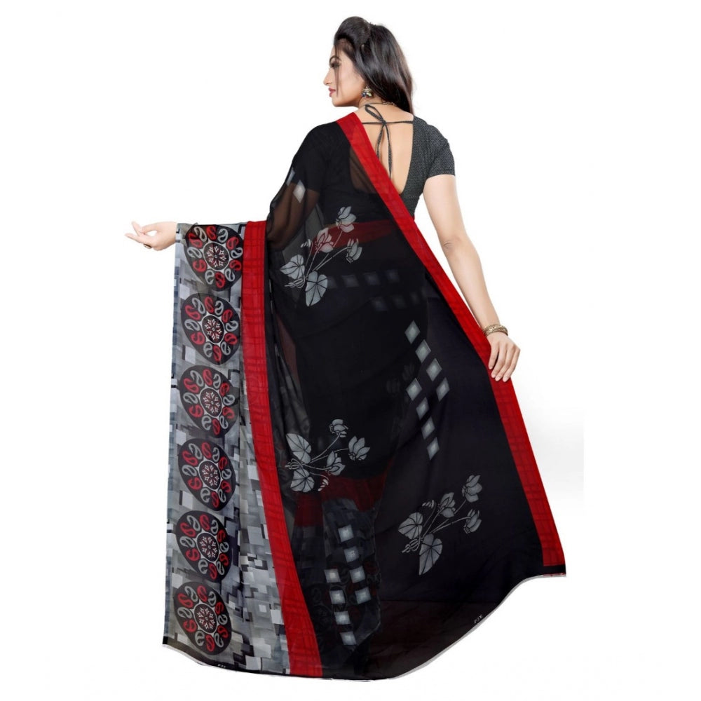 Generic Women's Georgette Saree(Black,5-6 Mtrs) - Noble Nook