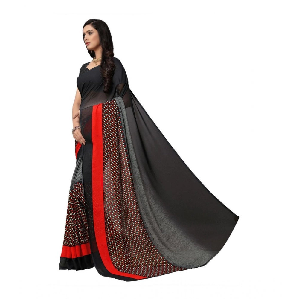 Generic Women's Georgette Saree(Black,5-6 Mtrs) - Noble Nook