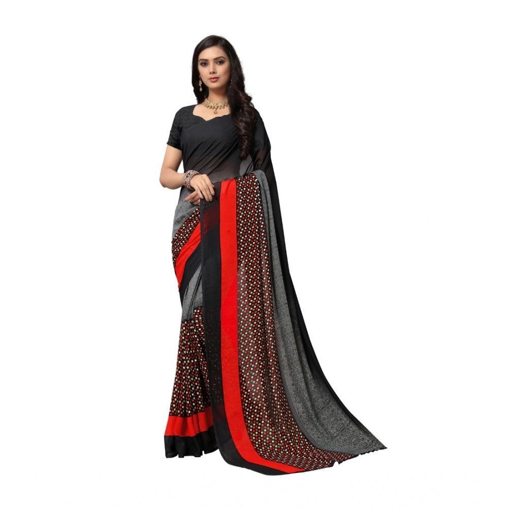 Generic Women's Georgette Saree(Black,5-6 Mtrs) - Noble Nook