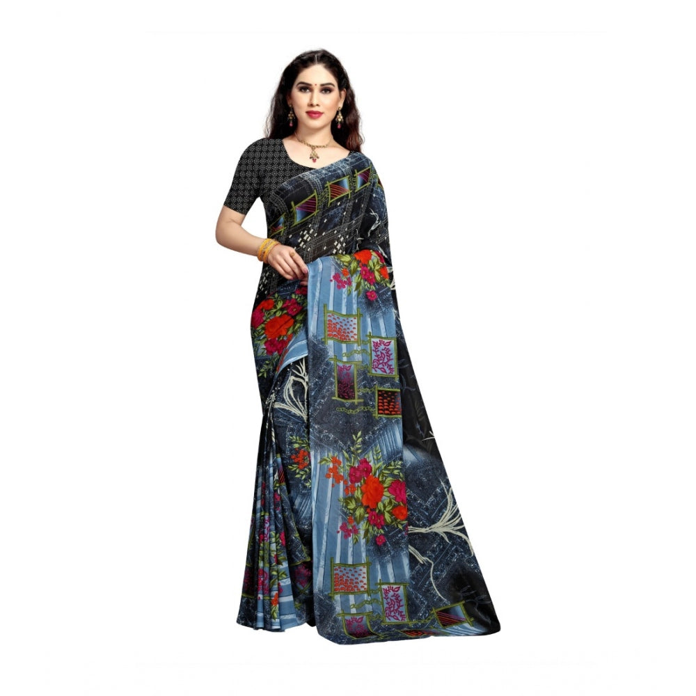 Generic Women's Georgette Saree(Blue,5-6 Mtrs) - Noble Nook