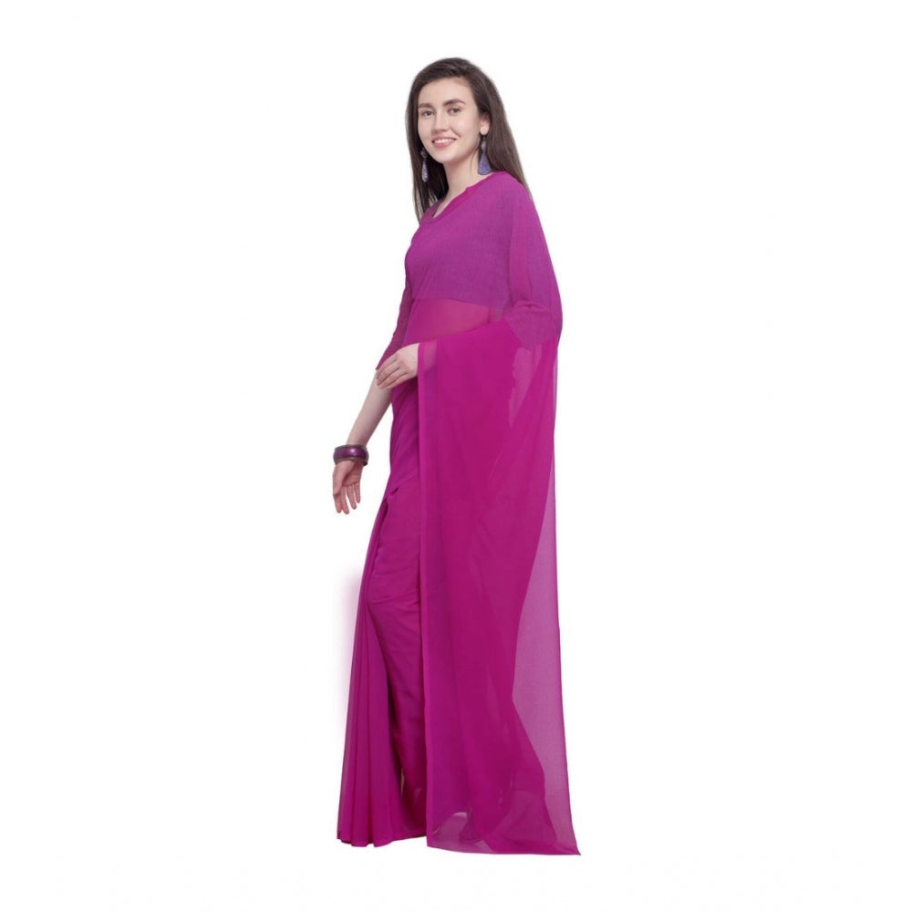 Generic Women's Dyed Saree(Pink,5-6 Mtrs) - Noble Nook