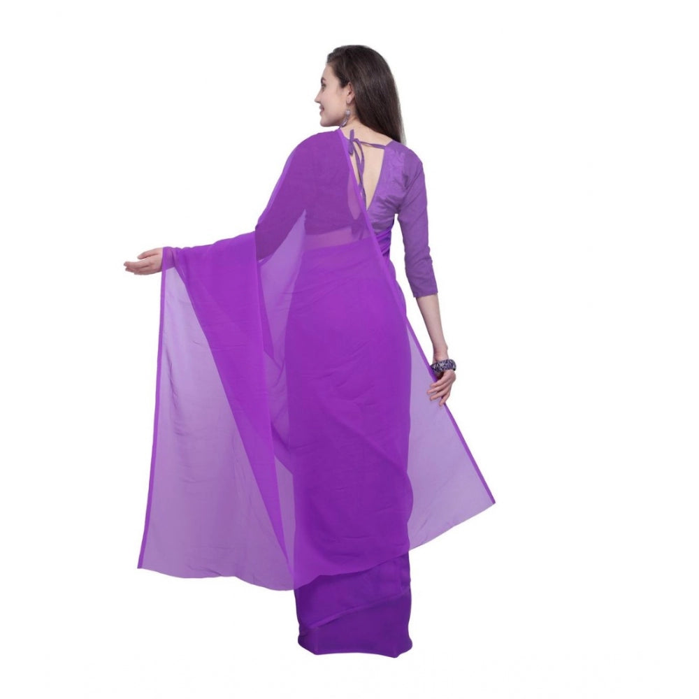 Generic Women's Dyed Saree(Purple,5-6 Mtrs) - Noble Nook