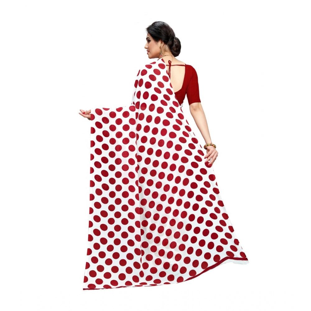 Generic Women's Georgette Saree(W.Red,5-6 Mtrs) - Noble Nook