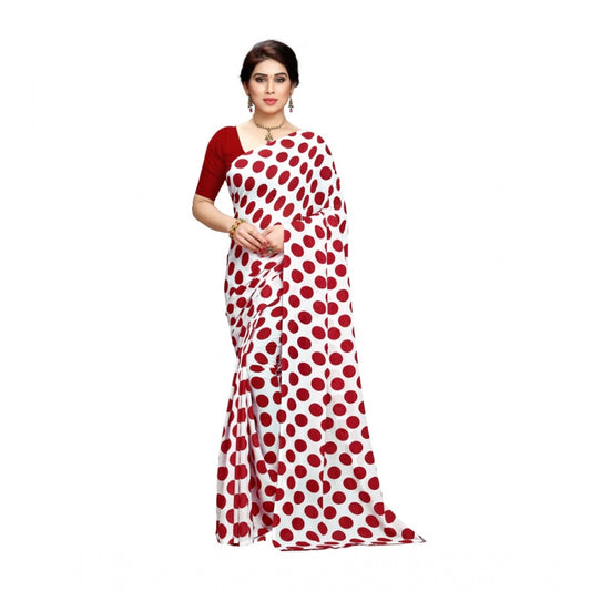 Generic Women's Georgette Saree(W.Red,5-6 Mtrs) - Noble Nook