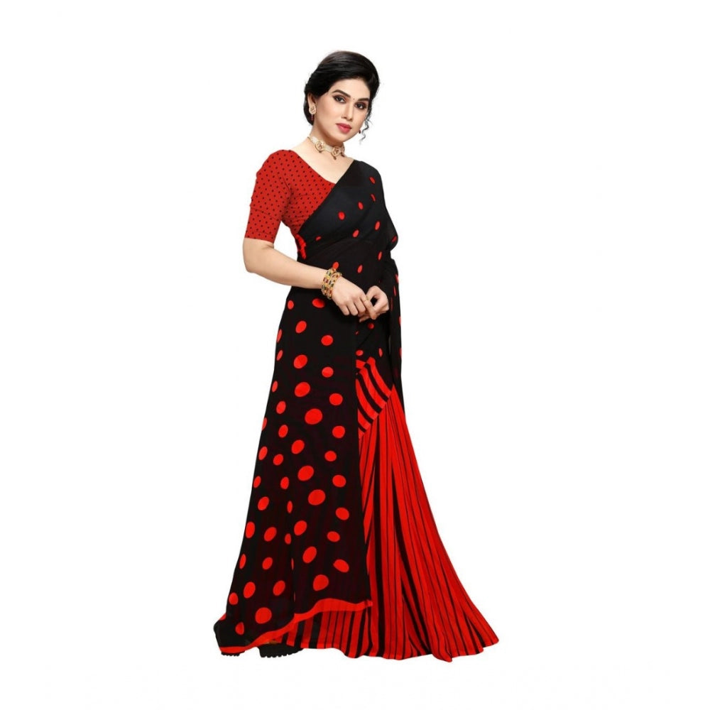 Generic Women's Georgette Saree(Red,5-6 Mtrs) - Noble Nook