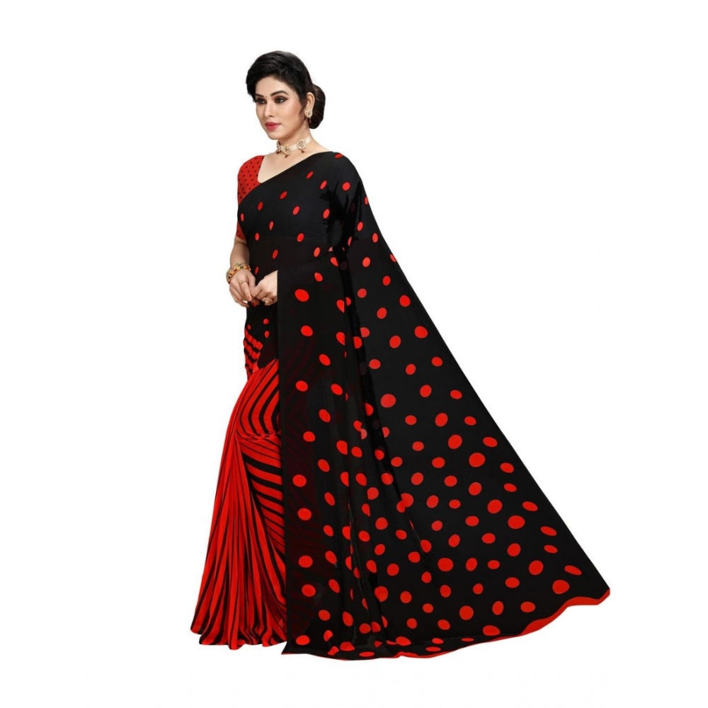 Generic Women's Georgette Saree(Red,5-6 Mtrs) - Noble Nook