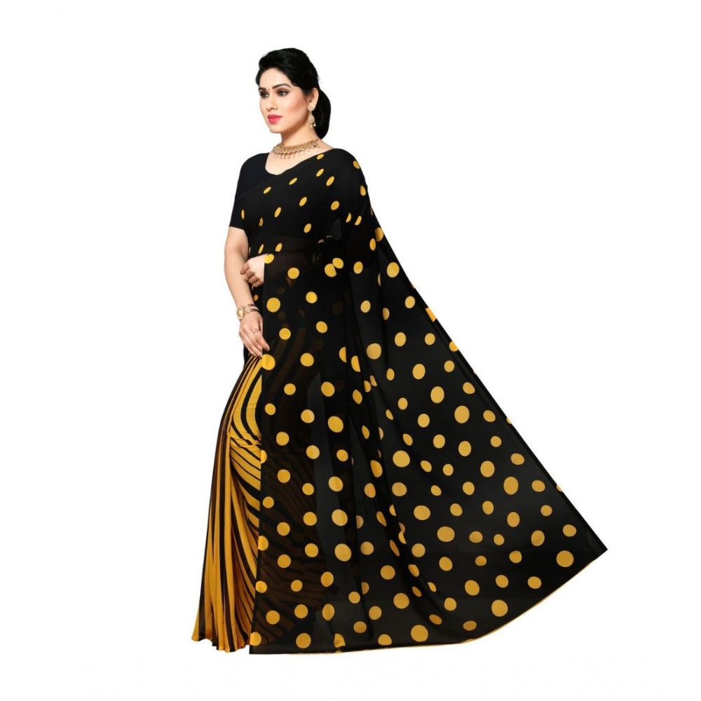 Generic Women's Georgette Saree(Yellow,5-6 Mtrs) - Noble Nook