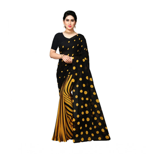 Generic Women's Georgette Saree(Yellow,5-6 Mtrs) - Noble Nook