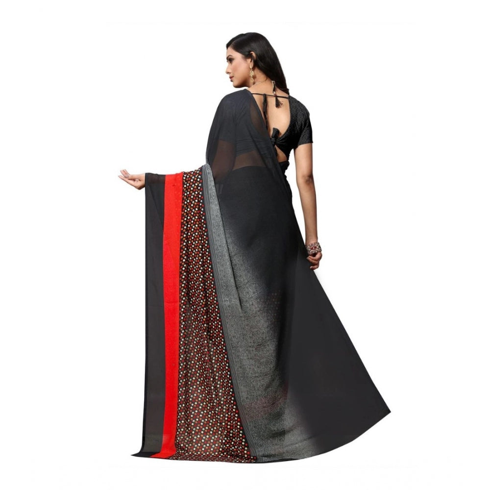 Generic Women's Georgette Saree(Black,5-6 Mtrs) - Noble Nook