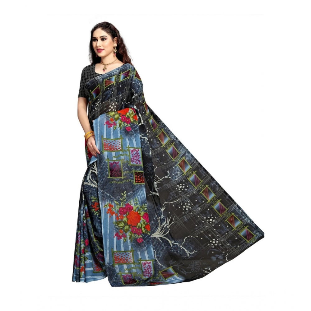 Generic Women's Georgette Saree(Blue,5-6 Mtrs) - Noble Nook