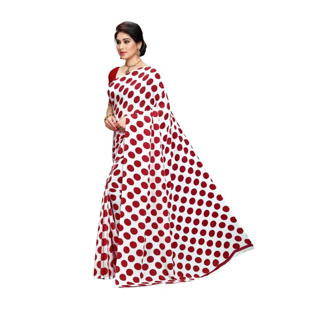 Generic Women's Georgette Saree(W.Red,5-6 Mtrs) - Noble Nook