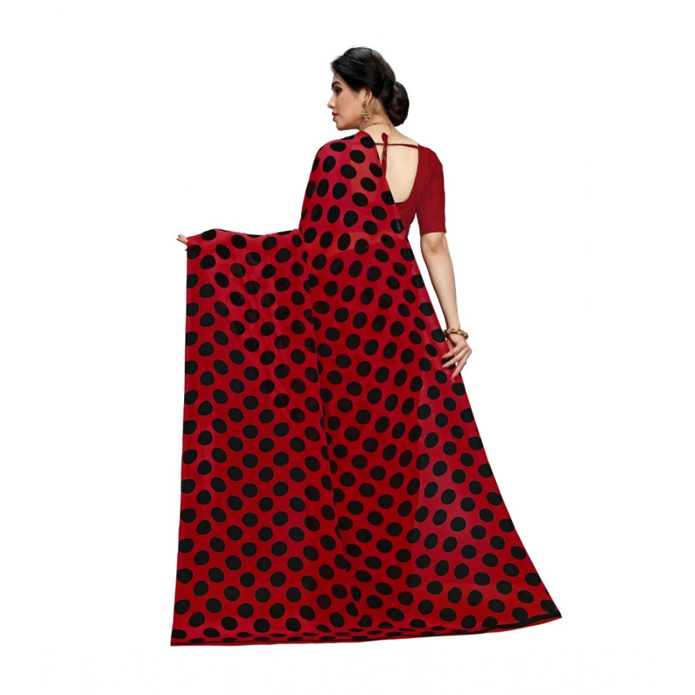 Generic Women's Georgette Saree(R.Black,5-6 Mtrs) - Noble Nook