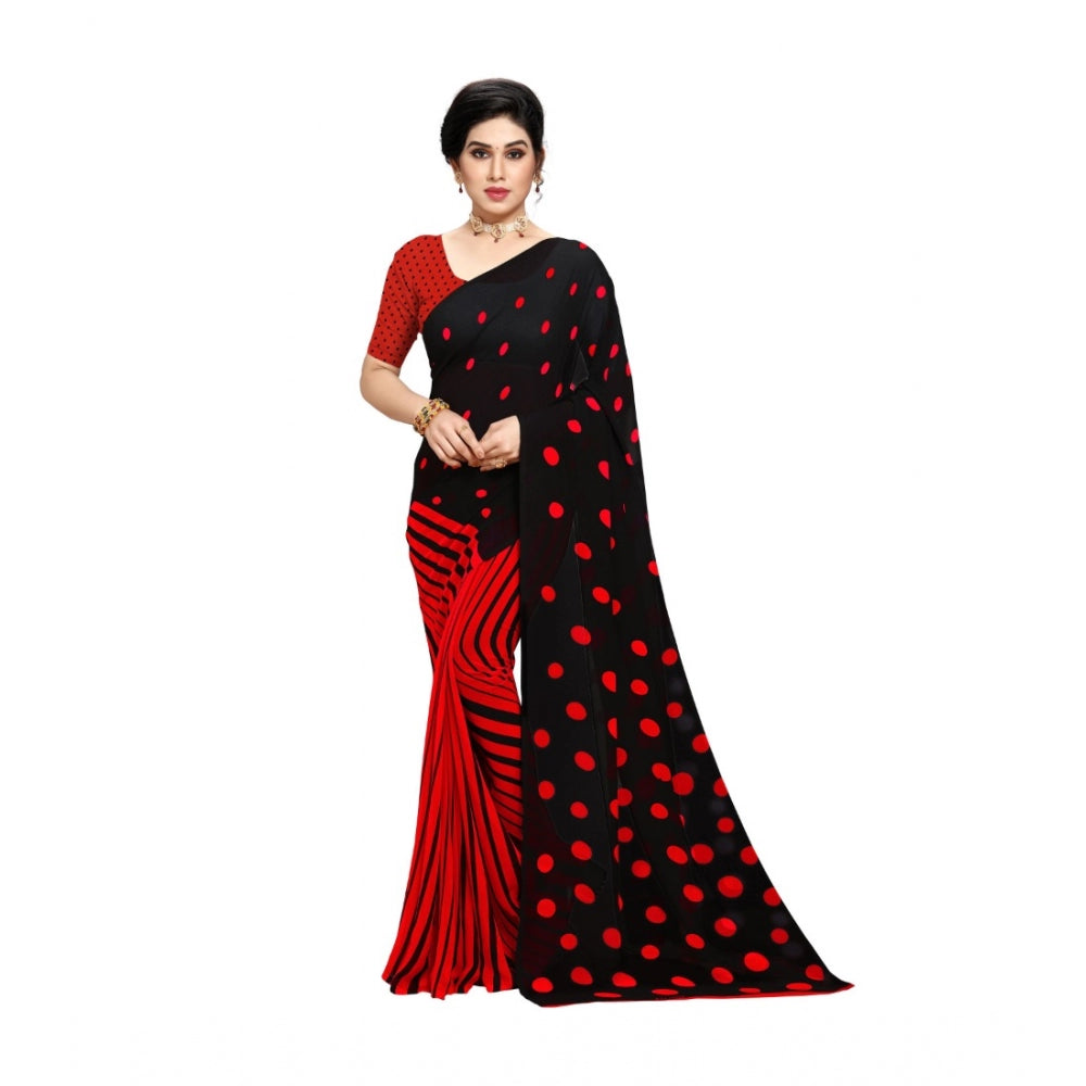 Generic Women's Georgette Saree(Red,5-6 Mtrs) - Noble Nook