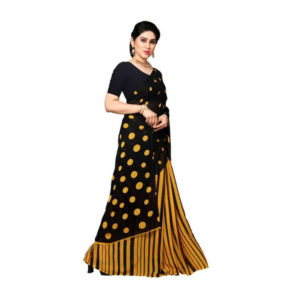 Generic Women's Georgette Saree(Yellow,5-6 Mtrs) - Noble Nook