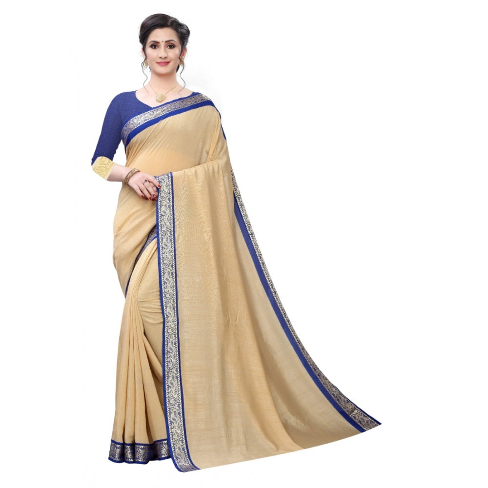 Generic Women's Vichitra Silk Saree(Beige ,5-6Mtrs) - Noble Nook