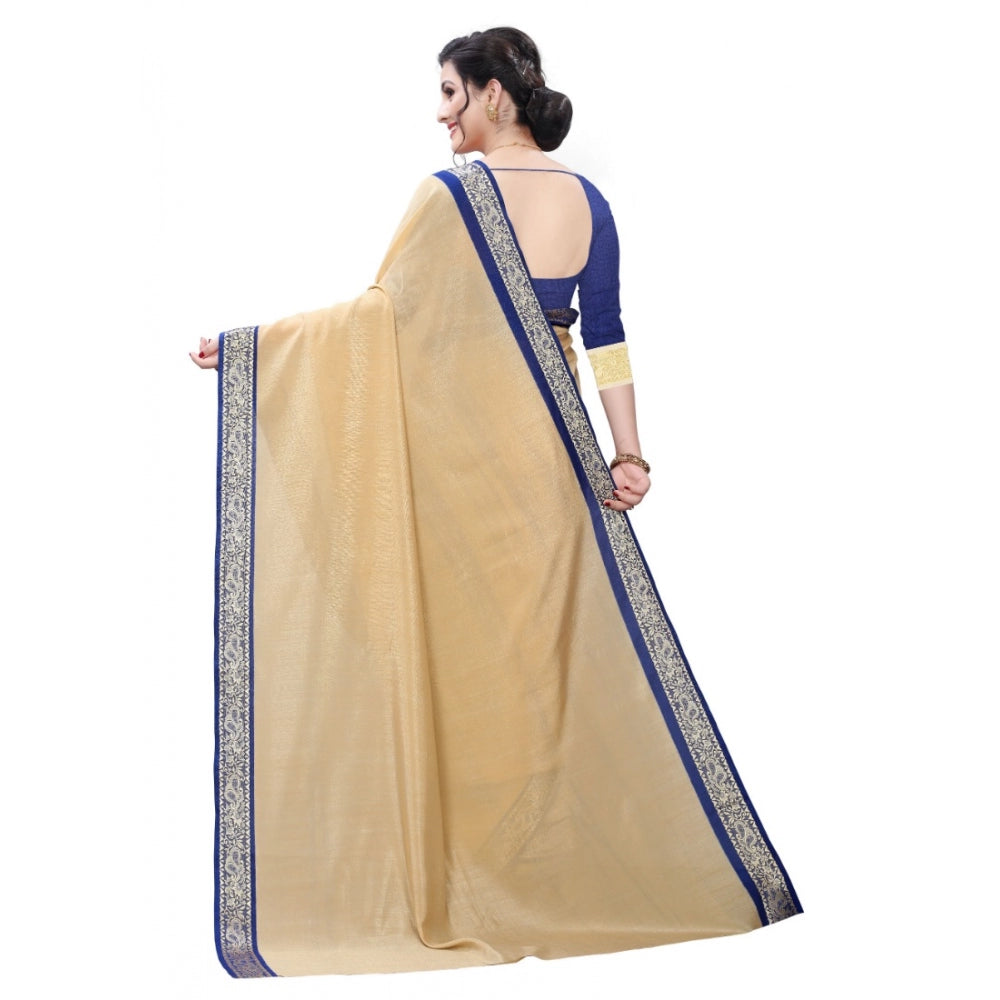 Generic Women's Vichitra Silk Saree(Beige ,5-6Mtrs) - Noble Nook