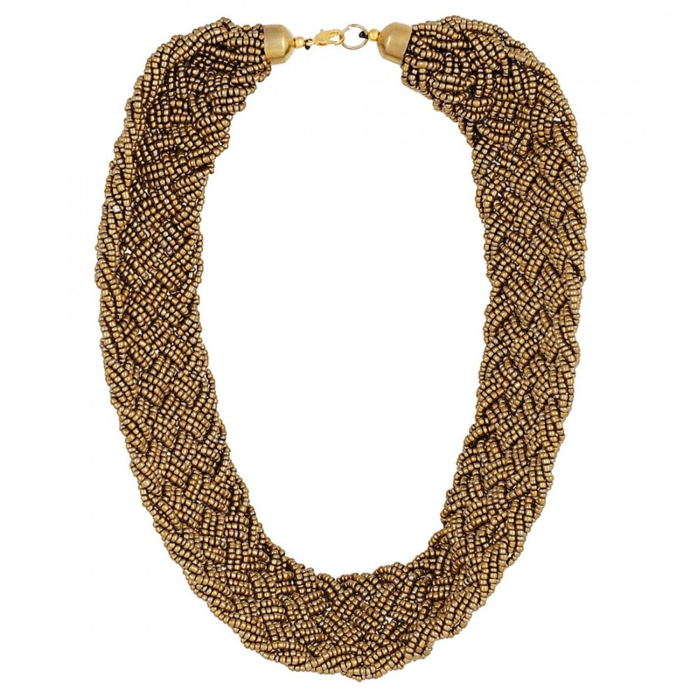 Generic Designer Golden Beads Necklace (Color: Golden) - Noble Nook