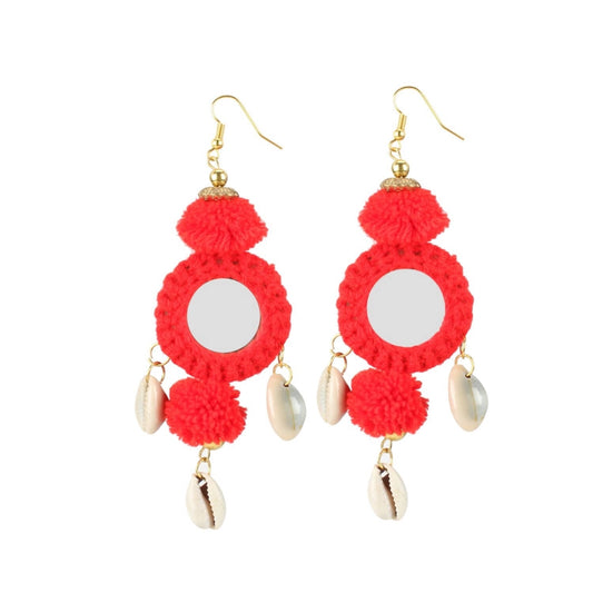 Generic Women's Alloy Hook Dangler Hanging Tassel Fashion Earring (Color: Red) - Noble Nook