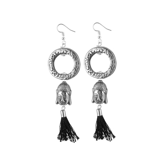 Generic Women's Oxidized Silver plated Buddha Style Earring (Color: Black) - Noble Nook