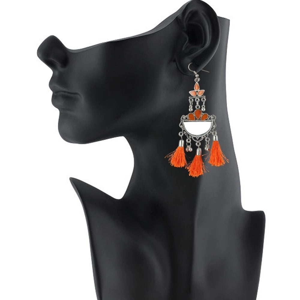 Generic Women's Alloy Afgani Tassel Earring (Color: Orange) - Noble Nook