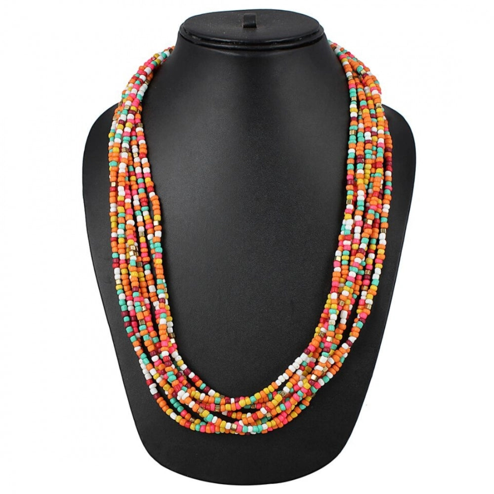 Generic Women's Designer Multi Colour Elegant Beads Necklace (Color: Multi Color) - Noble Nook