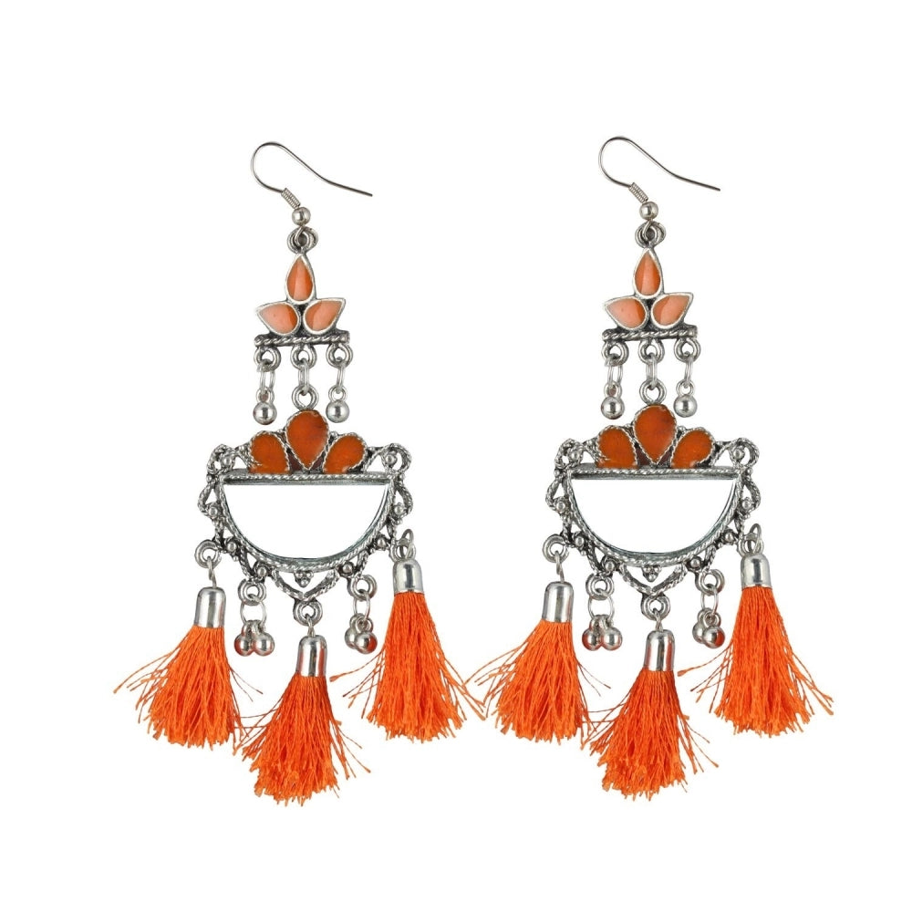 Generic Women's Alloy Afgani Tassel Earring (Color: Orange) - Noble Nook