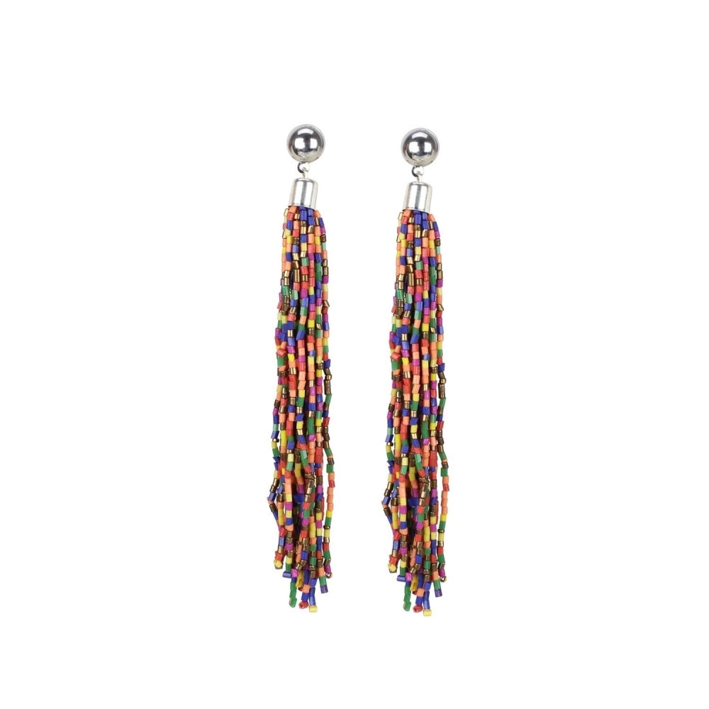 Generic Women's Alloy, Beads Hook Dangler Hanging Earring (Color: Multi Color) - Noble Nook