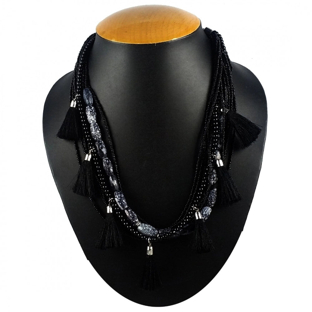 Generic Women's Designer Black Tassels Necklace (Color: Black) - Noble Nook