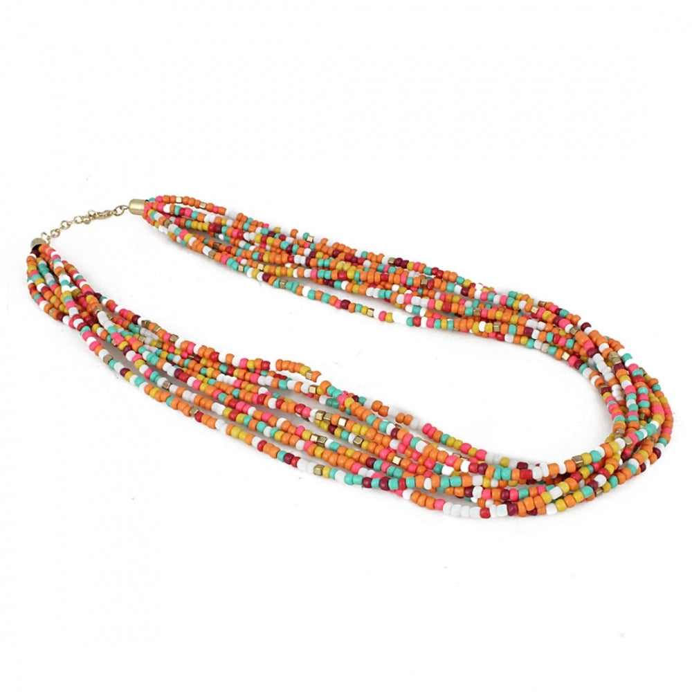 Generic Women's Designer Multi Colour Elegant Beads Necklace (Color: Multi Color) - Noble Nook