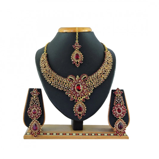 Generic Women's Alloy Necklace set (Maroon) - Noble Nook