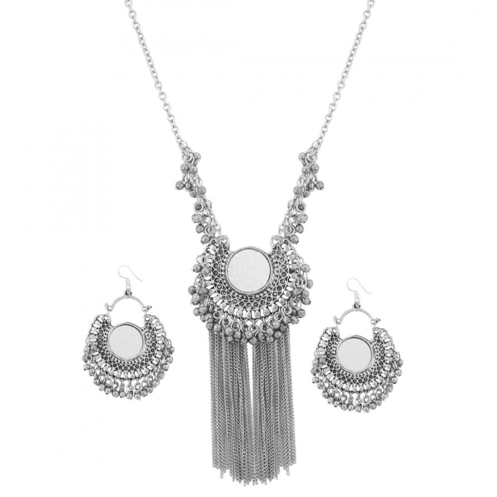 Generic Base Metal And Necklace With Earrings Set For Women - Noble Nook