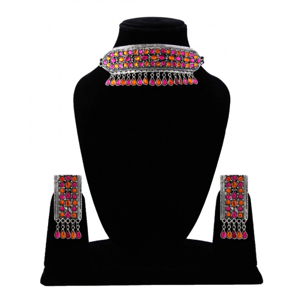 Generic German Oxidised Plated Tribal Afghani Choker Necklace With Earrings Set For Women - Noble Nook