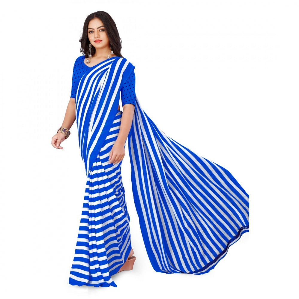 Generic Women's Faux Georgette Saree With Blouse (Blue, 5-6Mtrs) - Noble Nook