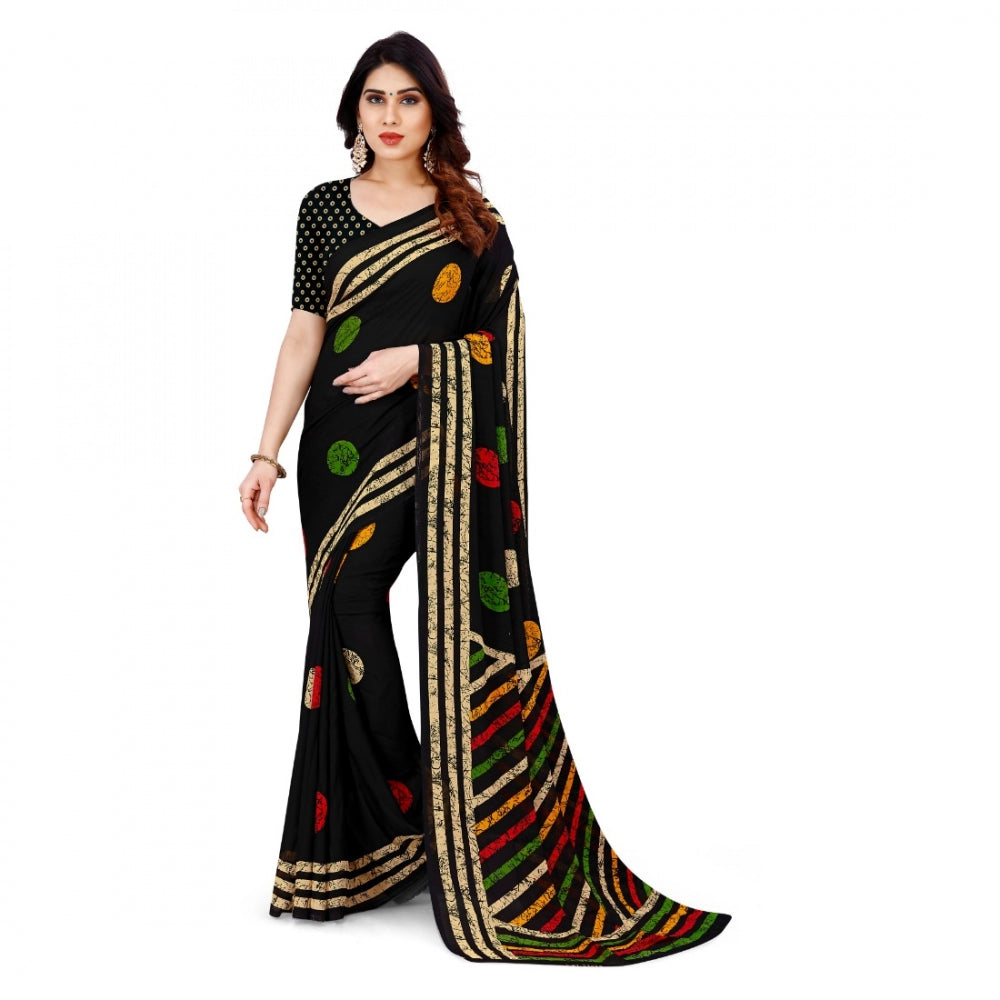 Generic Women's Faux Georgette Saree With Blouse (Multicolor, 5-6Mtrs) - Noble Nook