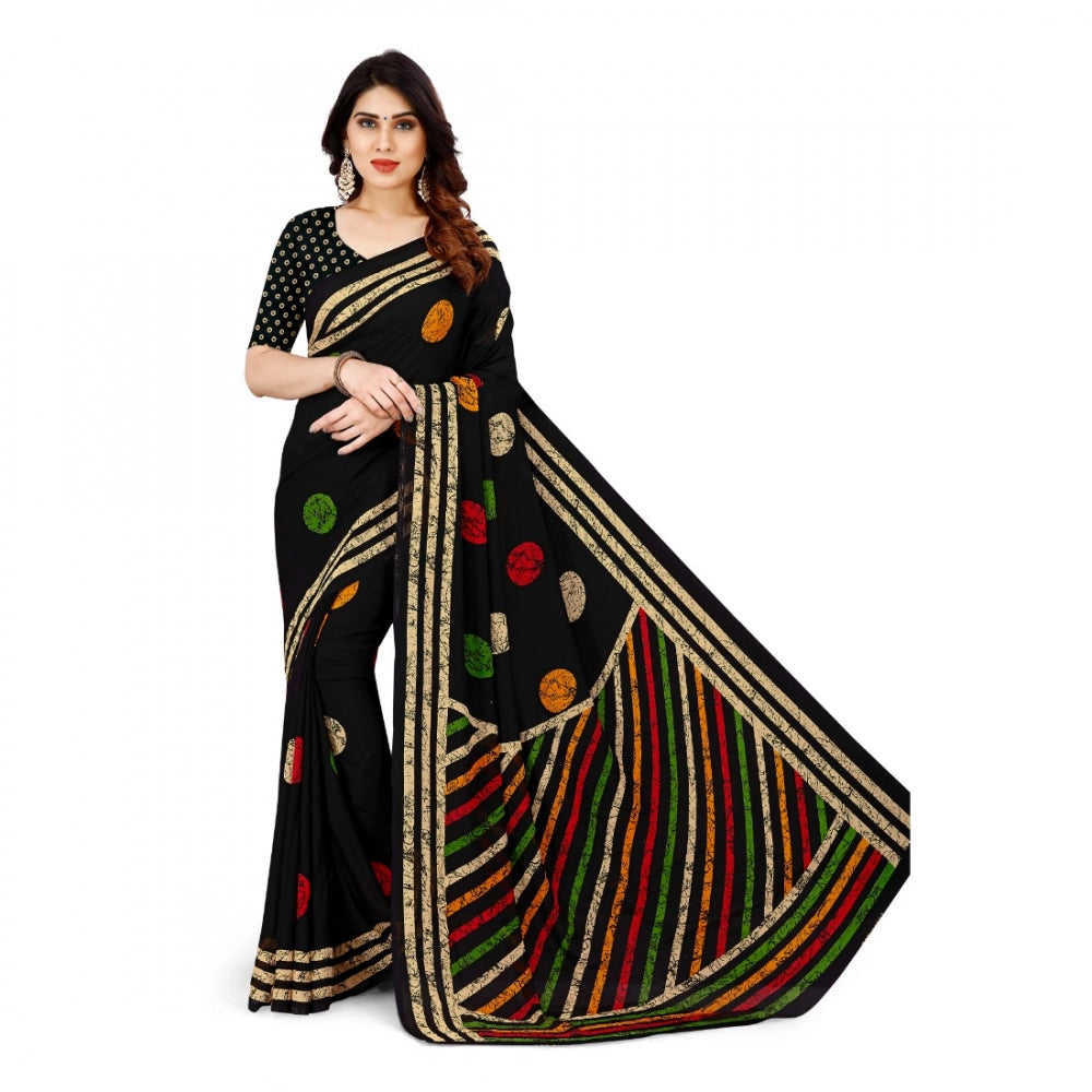 Generic Women's Faux Georgette Saree With Blouse (Multicolor, 5-6Mtrs) - Noble Nook