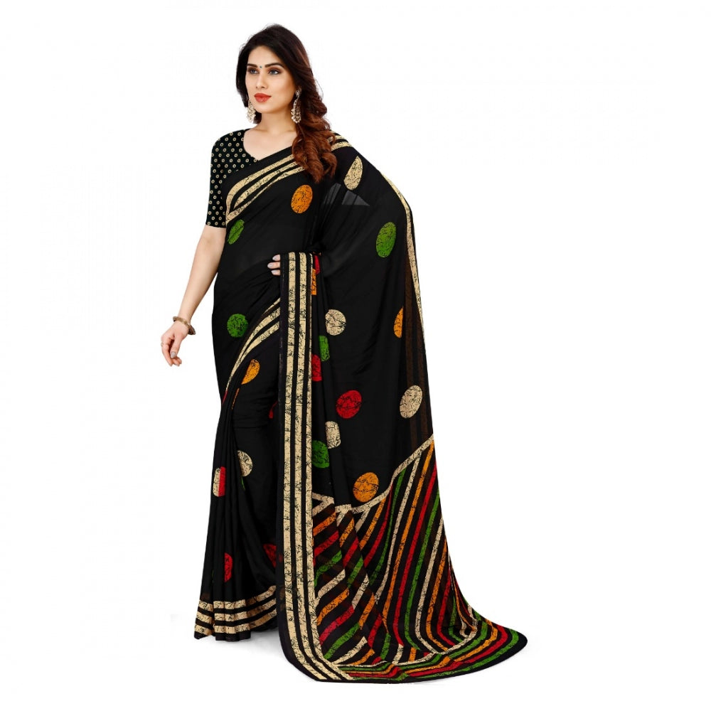 Generic Women's Faux Georgette Saree With Blouse (Multicolor, 5-6Mtrs) - Noble Nook