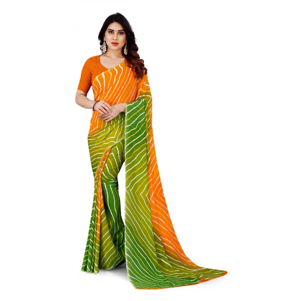 Generic Women's Faux Georgette Saree With Blouse (Yellow, 5-6Mtrs) - Noble Nook