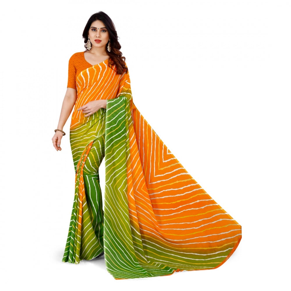 Generic Women's Faux Georgette Saree With Blouse (Yellow, 5-6Mtrs) - Noble Nook