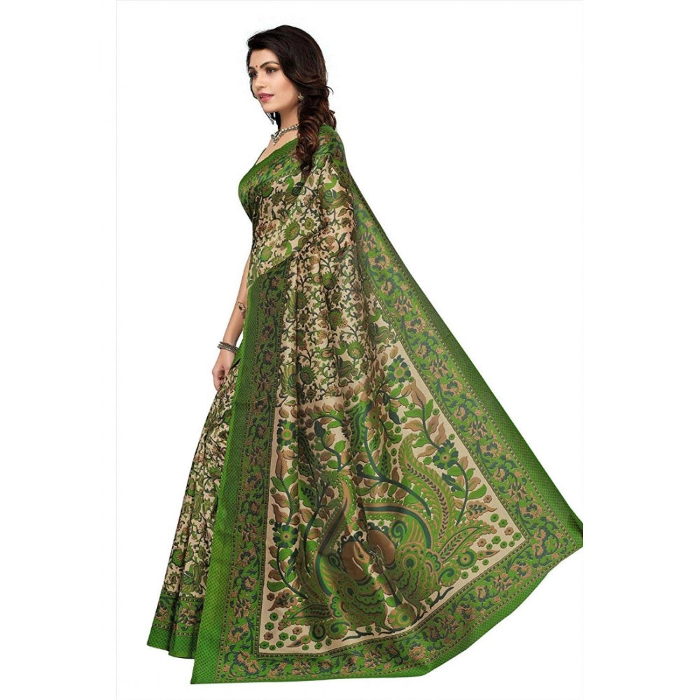 Generic Women's Art Silk Saree With Blouse (Green, 5-6mtrs) - Noble Nook