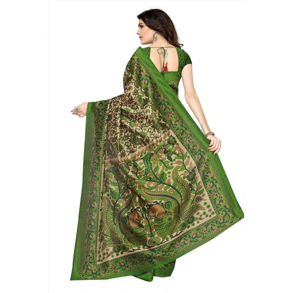 Generic Women's Art Silk Saree With Blouse (Green, 5-6mtrs) - Noble Nook